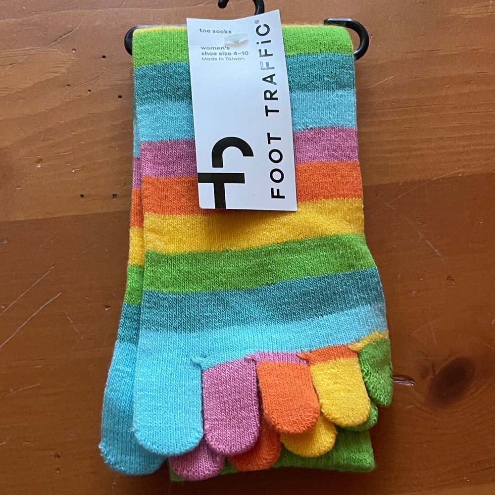 Foot Traffic Multicolor Striped Toe Socks